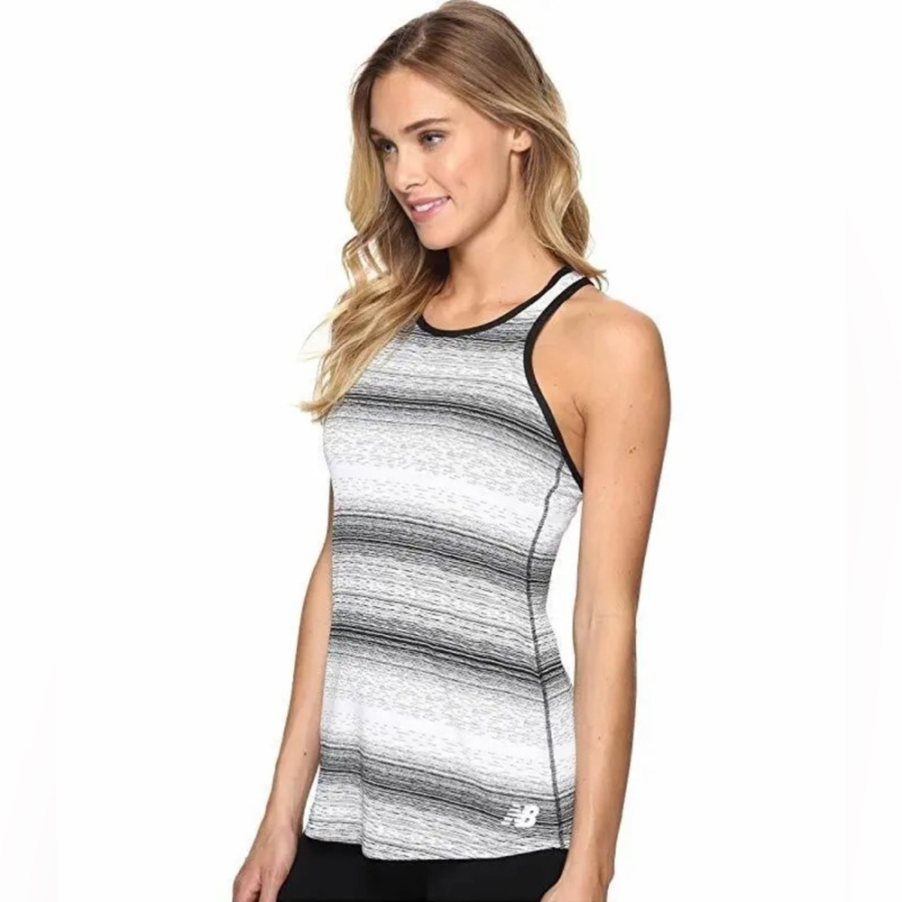 NEW Balance Layer Tank Top Sport Work Out Top Black White Stripe 2XL - Picture 1 of 4